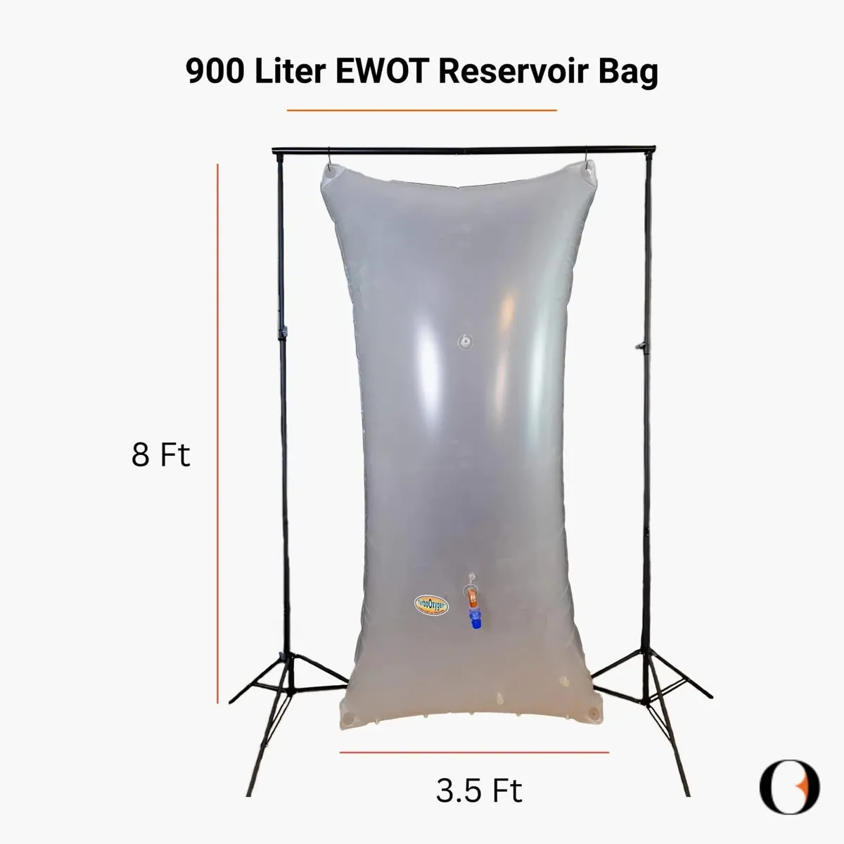 900 liter oxygen reservoir bag dimensions: 3.5 feet wide and 8 feet high